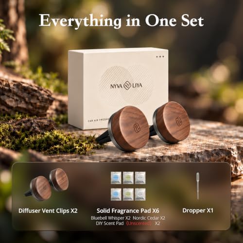 Car Air Freshener Vent Clip, 2 Pack Walnut Wood Car Diffuser