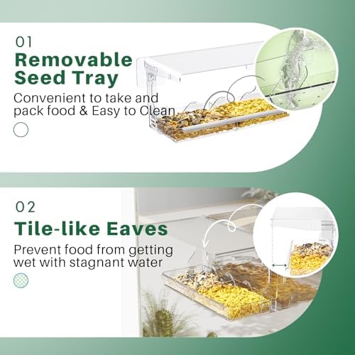 SUNALLY Window Bird Feeder for Outdoors, Clear Bird Feeders Window Mounted