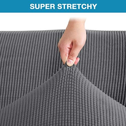Flamingo P Stretch Armless Futon Covers Full Queen Futon Couch Covers Slipcover Futon Sofa Cover Futon Bed Cover Furniture Protector Covers with Elastic Bottom, Checked Pattern Jacquard, Charcoal Gray