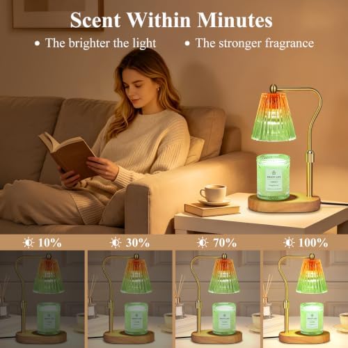 seenlast Red Green Candle Warmer Lamp with Timer Dimmer Adjustable Height,Mothers Day Gifts,Electric Wax Warmer Vintage Home Decor for Scented Jar Candles,Birthday Gifts for Women