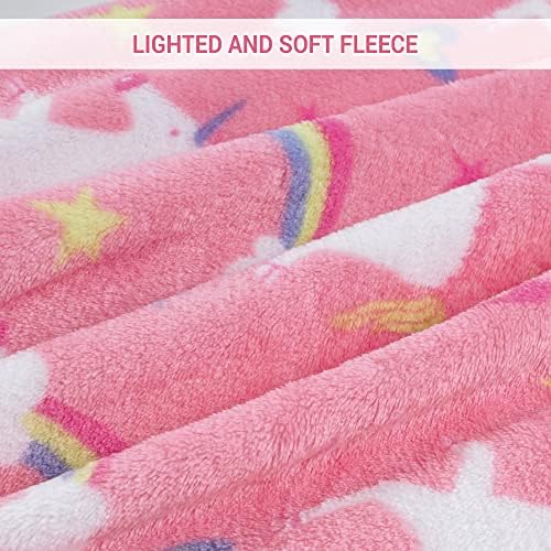 Softan Unicorn Blanket for Girls, Kids Throw Blanket for Boys and Girls Soft Cozy Flannel, Cute Pink Unicorn Blanket for Sofa Couch Bed, Christmas Birthday Gift for Kids Toddler, 50x60 Inches