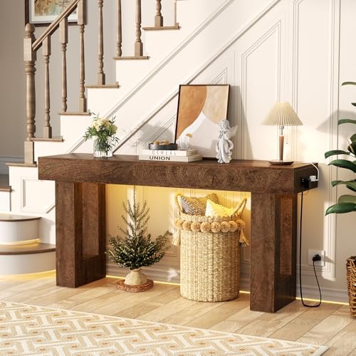 Unikito 63" Console Table with Sensor Light & AC Outlets with USB-C Ports