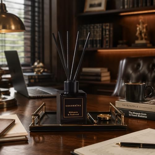 COCORRÍNA Hotel Collection Reed Diffuser Set, 3.04 fl oz Trio, Mahogany Teakwood, White Flower & White Tea, Home Fragrance for Bathroom, Bedroom, Entryway & Office
