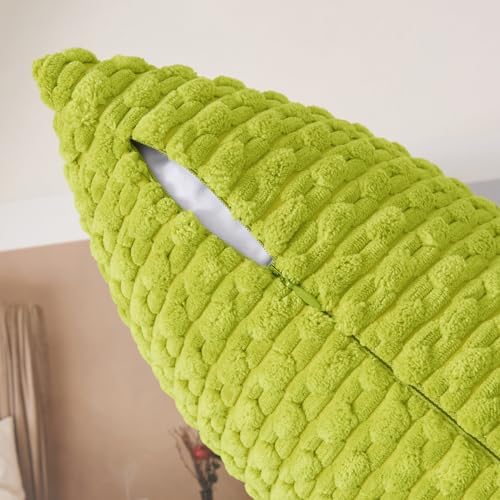 Kevin Textile Soft Corduroy 18x18 Inch Pillow Covers 2 Pack, Xmas Green