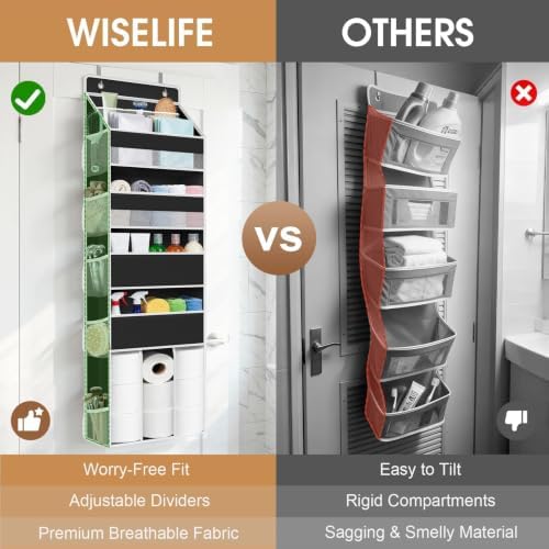 WISELIFE 5-Tier Over the Door Organizer for Nursery Hanging, Black