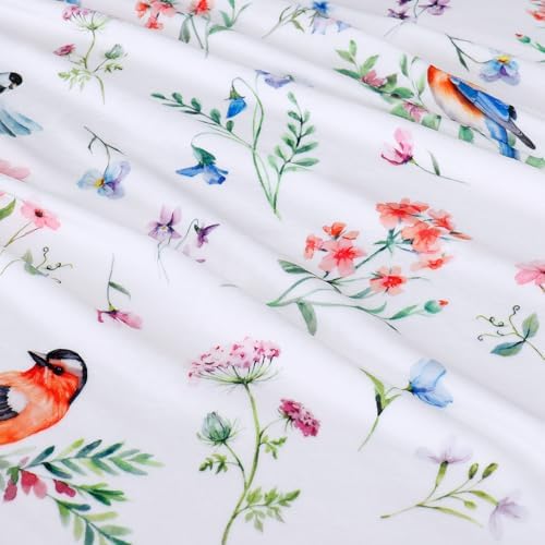Floral Bird Blanket Ultra Soft Watercolor Flowers Throw Blankets Wildflower Flannel Fleece Throw Botanical Warm Cozy Fuzzy Plus Gifts Cabin Blanket for Bed Sofa,60" X 80"