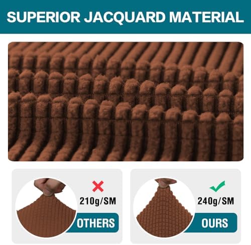Turquoize Stretch Armrest Covers for Chairs and Sofas Couch Arm Covers for Sofa Spandex Jacquard Armrest Cover Anti-Slip Furniture Protector Armchair Slipcovers for Recliner Set of 4, Caramel