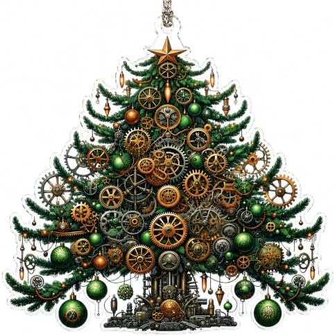 Steampunk Christmas Tree Ornament 2026 with Clockwork Gear Design
