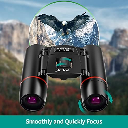 POLDR 12X25 Small Binoculars with Clear Vision, Pocket Compact