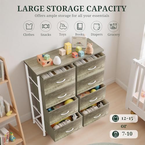 8-Drawer Dresser for Bedroom, Anti-Tip Tall Storage Organizer