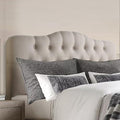 Rosevera Mallory Mid-Century Modern Upholstered Fabric Headboard,Diamond Tufted,Adjustable Height, Solid Wood Leg, Linen Fabric Padded Headboard,King,Textile Beige