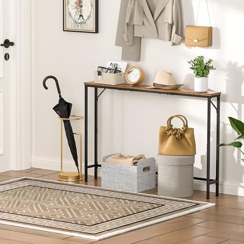 47.2" Console Table, Narrow Entryway Table, Skinny Sofa Table, Behind CouchTable, Long Skinny Table, DisplayTable for Entryway, Living Room, Foyer, Corridor, Office, Rustic Brown