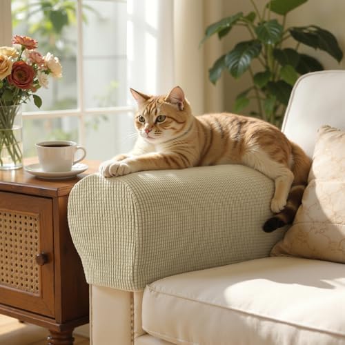 SUBRTEX Stretch Couch Arm Covers Set of 2, Non-Slip Sofa Armrest Slipcovers