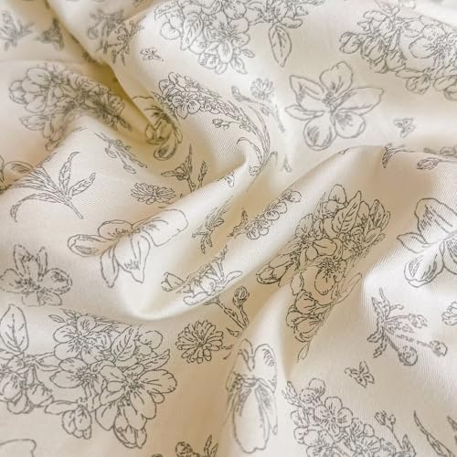 Beige Floral Pom Fringe Duvet Cover Set 3 Pcs,68"×86" Twin Bedding