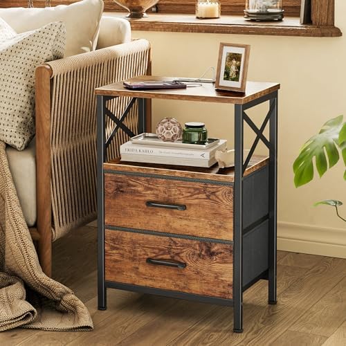 Huuger Night Stand with Charger Station, USB-C Port, End Table