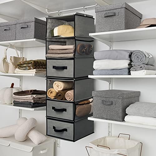 GRANNY SAYS Hanging Closet Organizer with 3 Drawers & 6 Shelves, Gray