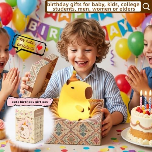 YR YRHH-PET Capybara Birthday Gifts Night Light, Squishy Cute Lamp, Fun Toy