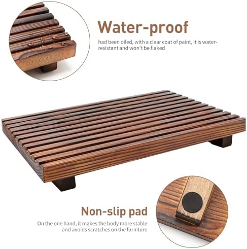 Decorative Wooden Tray for Bathroom Counter Kitchen Wood Riser Vanity Tray