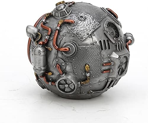 Veronese Design 3 3/8 Inch Tall Steampunk Orb from Outer Space Alien Collectible Cold Cast Pewter Finish Resin Sculpture