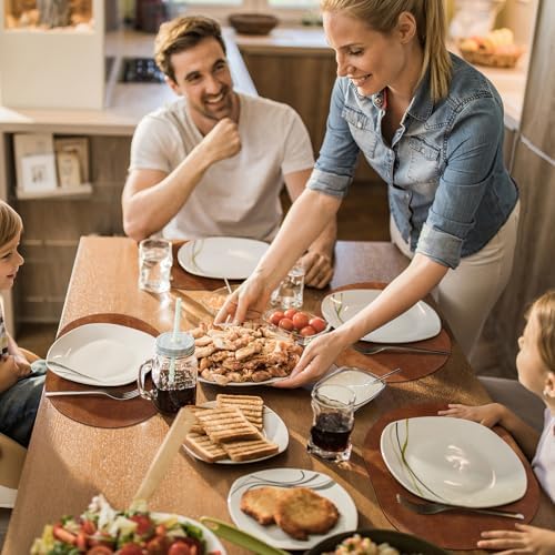 ADRIMER Oval Placemats Set of 8, Wipeable Faux Leather, Turmeric Brown