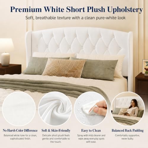 Queen Size Upholstered Bed Frame with 53" Velvet Headboard