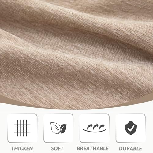 MEETSKY Sofa Covers for Sectional Sofa Set Couch Cover for Dogs Throw Couch Cover with Tassel Loveseat Covers Futon Cover L Shaped Cover Washable Chenille Couch Protector, 91" x 150", Khaki