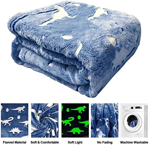 TEHALK Dinosaur Glow in Dark Blanket - Soft Fleece for Boys & Girls - Personalized Baby & Toddler Blanket - 50"x60"
