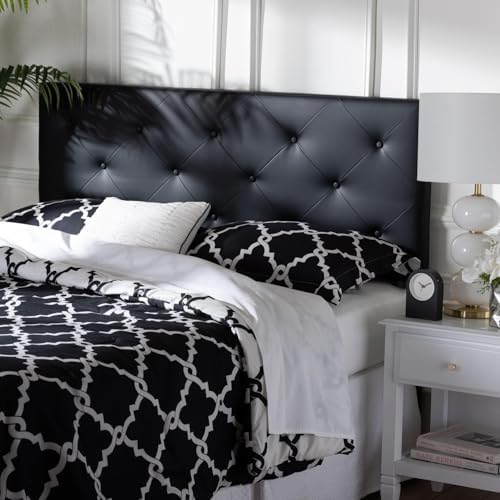 Baxton Studio Baltimore Modern and Contemporary King Black Faux Leather Upholstered Headboard