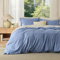 Bedsure Duvet Cover Queen Size, 3Pcs Double Brushed Bedding Set, Slate Blue