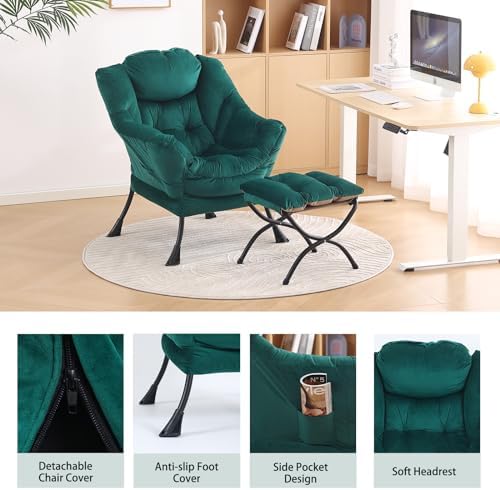 LITA Lazy Chair with Ottoman, Comfy Accent Reading Chair