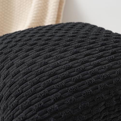 Kevin Textile Soft Corduroy 26x26 Inch Pillow Covers 2 Pack, Black