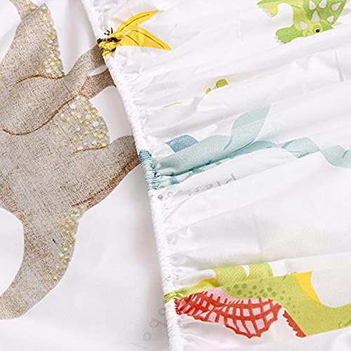 Bedding Fitted Sheet with Deep Pocket,Dino Printed Fabric Bed Sheets,Soft Dino Pattern Sheets for Kids Twin Size Bed (White(Dinosaur), Twin)