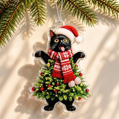 Black Cat Christmas Ornaments 2026, Funny Christmas Tree Ornaments, Cat Ornament Gift for Kitty Mom Kitten Dad, Gifts Specially Prepared for Pet Owners, Funny White Elephant Gifts