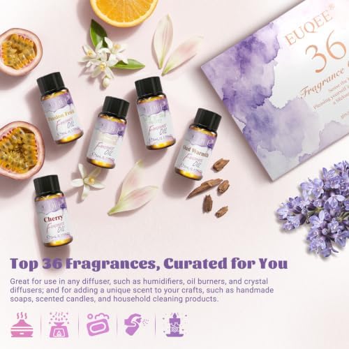 EUQEE Top 36 Scents Fragrance Oil Set for Diffuser for Home