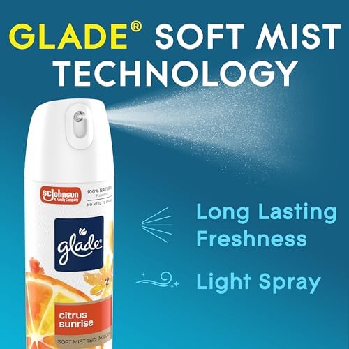 Glade Air Freshener Room Spray, Citrus Sunrise Scent, Odor Fighting to Deliver Long Lasting Freshness, 7.3 Oz, 6 Count