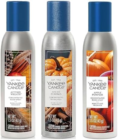 Yankee Candle Concentrated Air Freshener Room Spray Harvest Bounty Variety Pack, Odor Eliminator for Home, Bathroom, 1.5 Oz (Pack of 3)