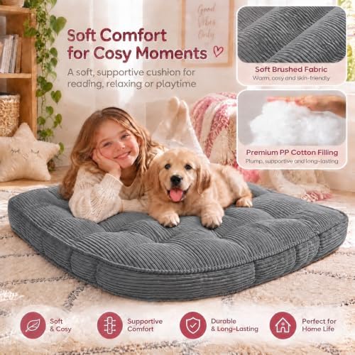 TOPCHANCES Large Corner Floor Cushion 39"x39", Ultra Soft Non-Slip Kids Floor Pillow for Playroom, Reading, Yoga & Meditation