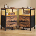 SONGMICS Nightstand with Charging Station, 2 Fabric Drawers