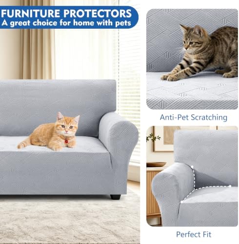 XINEAGE Loveseat Slipcover Pet Friendly, Stretch Couch Cover,Silver Gray