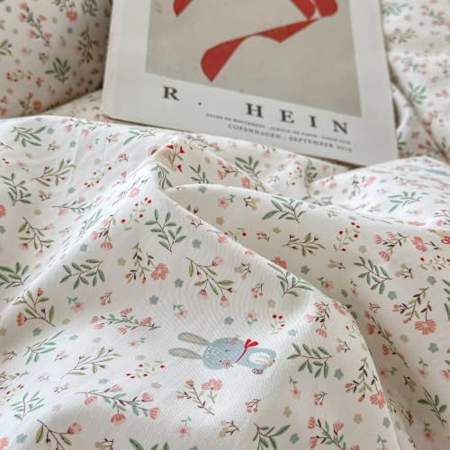 Floral Cotton Duvet Cover Queen Size 3 Pcs Set,90"×90" Bedding