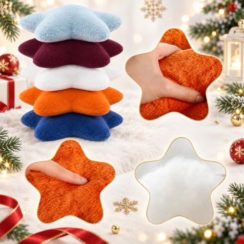 Soaoo 5 Pcs Star Fluffy Pillow Star Shape Pillow, Vintage Contrast
