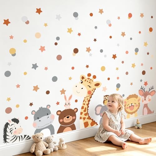 Tanlaby Animal Wall Decals Cartoon Jungle Forest Animals Wall Stickers