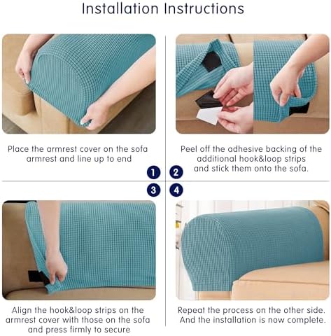 SUBRTEX Stretch Couch Arm Covers Set of 2, Non-Slip Sofa Armrest Slipcovers