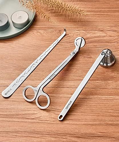 RONXS 3 in 1 Candle Wick Trimmer Set, Snuffer, Dipper, Cutter, Silver