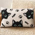 Embroidered Lumbar Pillow Cover 20x12 Inch, Cat Bone