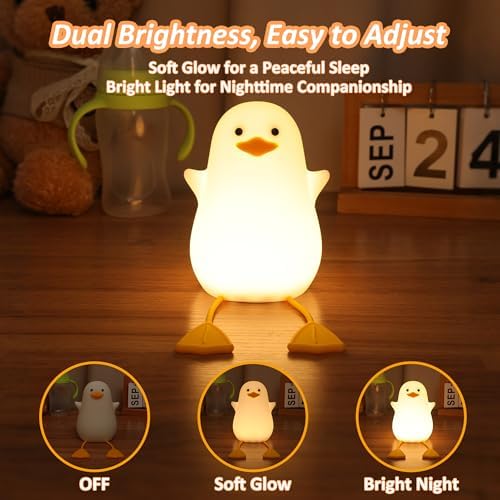 Anywin Duck Night Light, Cute Ducks Gifts, Squishy Silicone Animal Night Lamp for Nursery Bedside with Dimmer & Rechargeable, Gifts for Birthday Holiday Valentine's Day Mothers' Day