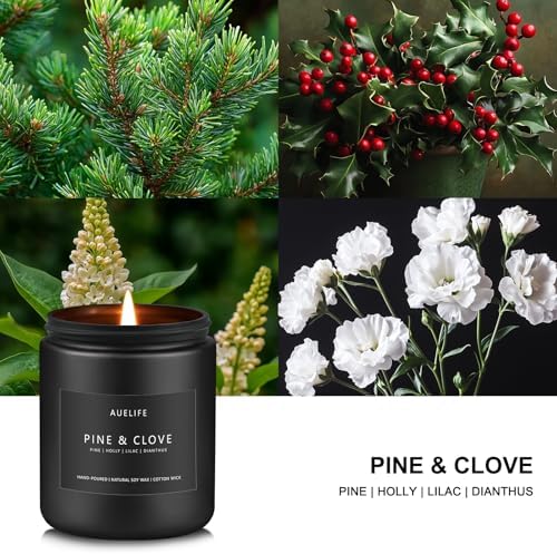 Pine & Clove Candle | Candles for Men - Masculine Candle, Soy Candles for Home Scented, Manly Scented for Home - Gifts for Men -7oz Black Jar