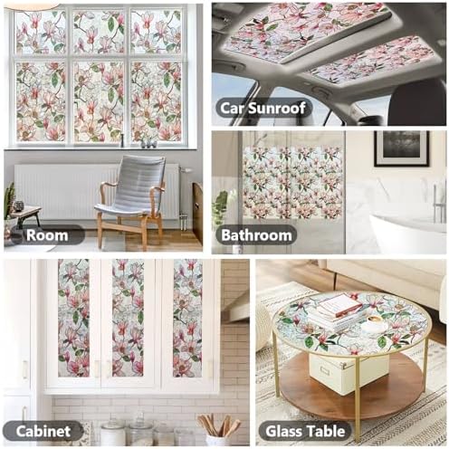Ranzdn Window Privacy Film, Stained Glass Static Cling, 17.5" x 157.4"