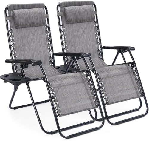 Sweetcrispy Zero Gravity Chairs Set of 2, Folding Lounge Chairs