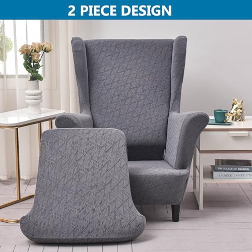 HZDHCLH Wingback Chair Slipcovers 2 Piece,Stretch Spandex Wingback Chair Covers for Living Room Armchair,Washalbe Sofa Slipovers